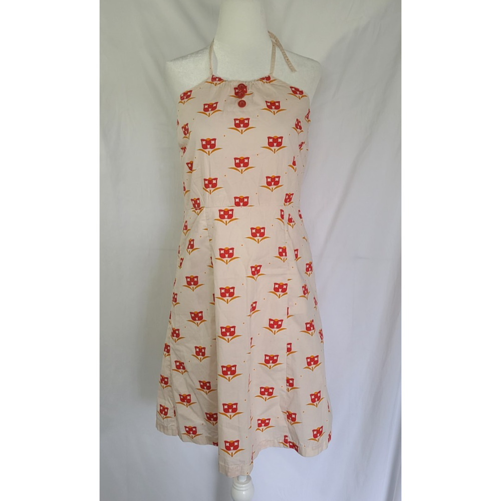 Anthropologie Cream Mini Dress with Red Floral Print